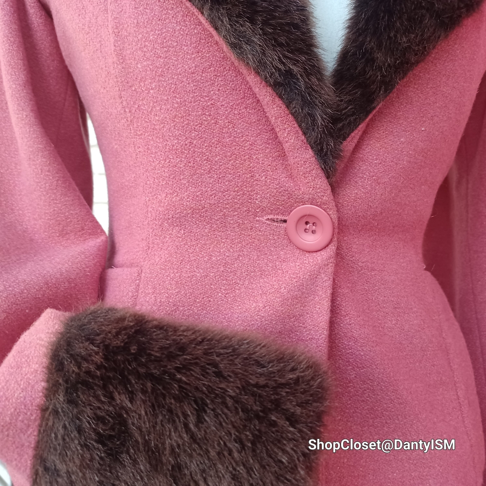 Kookai Rose Blazer with Chocolate Fur Trim - Picture 5 of 16